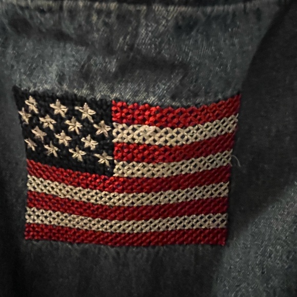 🇺🇸Americana Cropped Denim Overalls, 4th of July, size Large - Picture 3 of 8